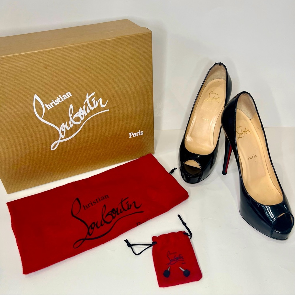 Christian Louboutin Vendome 120 Patent Platform High Heels Pump - BLACK